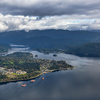 Aerial view of an Ocean Inlet in a modern city, Prince Rupert, BC