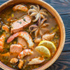 Bowl of Bouillabaisse - french soup with seafood