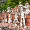 CHANDIGARH, INDIA - NOVEMBER 04, 2015: Sculptures at the Rock Garden of Chandigarh, it is a sculptur