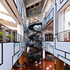 Inside the library hall and the revolving stairs