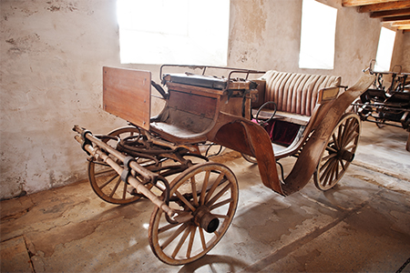 Old carriage at Veveri castle, Czech republic. Brno city , South Moravia region