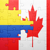 concept - puzzle with the national flag of Canada and Colombia