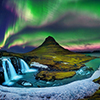  Northern Light, Aurora borealis at Kirkjufell in Iceland. Kirkjufell mountains in winter