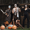 Group of people with sugar skull makeup outdoor