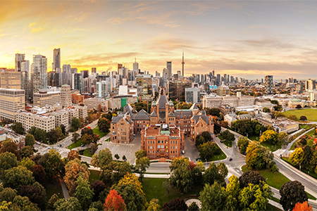 Arial view of Toronto, Ontario, Canada Skyline at Dawn
