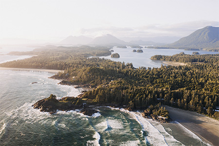 The beautiful scenery of a Pacific Rim National Park Reserve in Bamfield, Canada