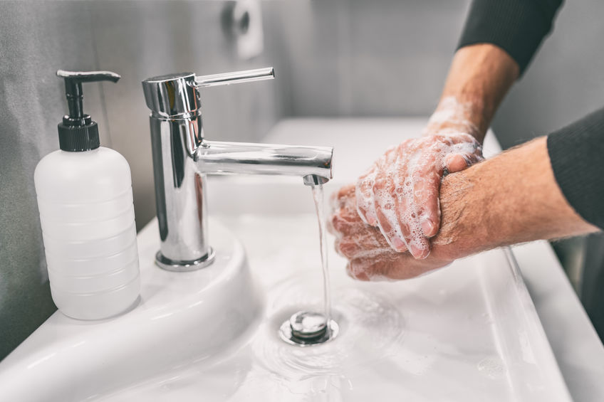 Washing hands rubbing with soap for virus prevention