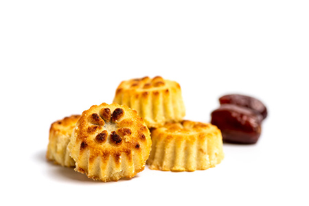 Cookies with dates isolated on white background