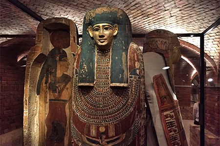 Statue Of Ancient Egyptian Pharaoh, Ancient Exhibit In Museum