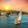 River Nile and boats at sunset in Aswan