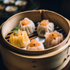 steamed dumplings in bamboo steamer