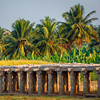 Ancient ruins of Hampi on sunset. Hampi, Karnataka, India