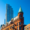 The famous Gooderham building and the skyscrapers, Toronto