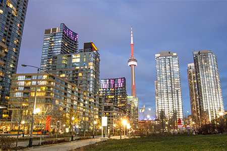 Toronto downtown skyline at evening