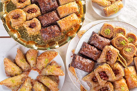 Plate with a variation of traditional eastern desserts