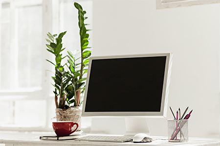 Clean workspace with computer on a table