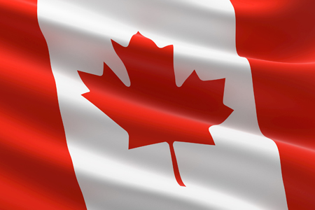 Flag of Canada. 3d illustration of the Canadian flag waving.