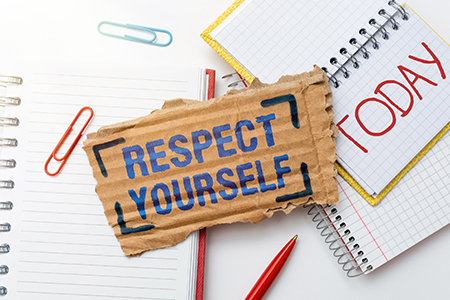 Text sign showing Respect Yourself. Concept meaning believing that you good and worthy being treated