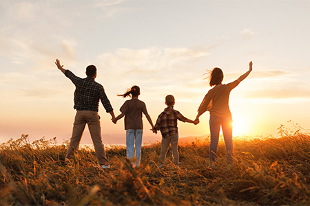 Happy family with two children