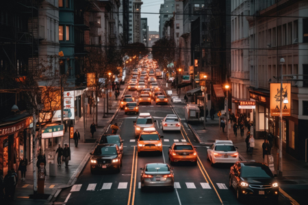 cars driving in a city street at night