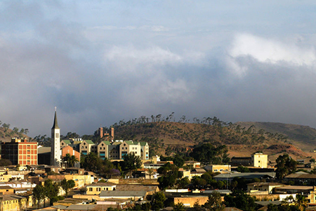 Aerial view to Asmara, the capital of Eritrea