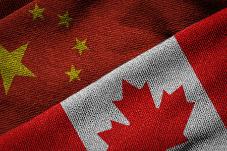 The flags of China and Canada