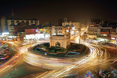 Beautiful View Of Bahadurabad Chorangi, Karachi, Pakistan - Landmark Of Karachi Which Is Very Famous