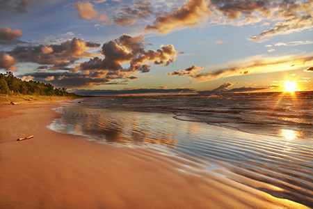 Lake Huron beach at sunset - Grand Bend, Ontario, Canada