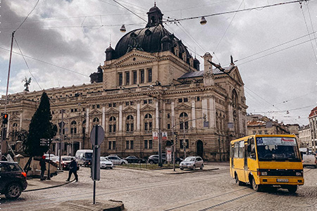 Traffic in Front of the Lviv National Opera