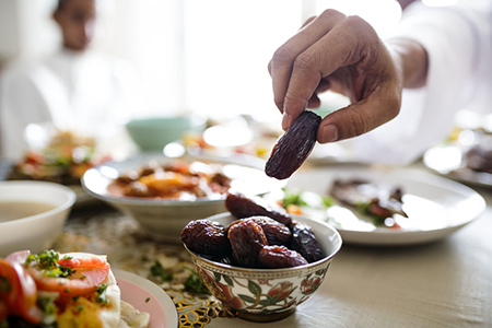 Beautiful bowl full of date fruits symbolizing Ramadan