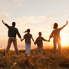 Happy family with two children