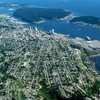 Aerial image of downtown Nanaimo BC with Newscastle Island and Protection Island