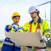 Engineer working with wind turbines.