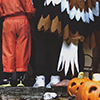 Little children trick or treating on Halloween