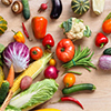 spilled basket of veggies